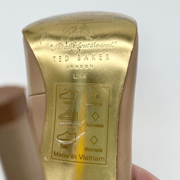 Ted Baker Womens Shoes Size US 6 Beige Black Bow‎ Stiletto Patent Leather Glam - Picture 9 of 11